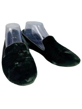 Birdies Forest Green Velvet Smoking Slipper Loafer Flats Womens Size 8.5